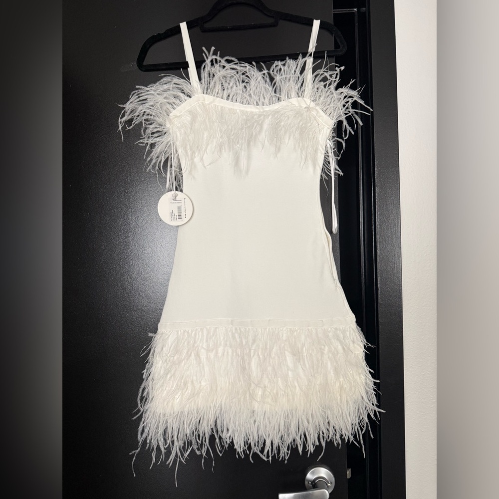 STAUD Etta Dress with Feather Detail